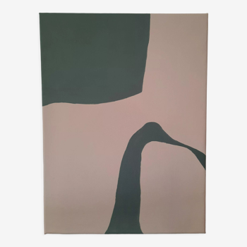 Abstract painting beige and green of gray