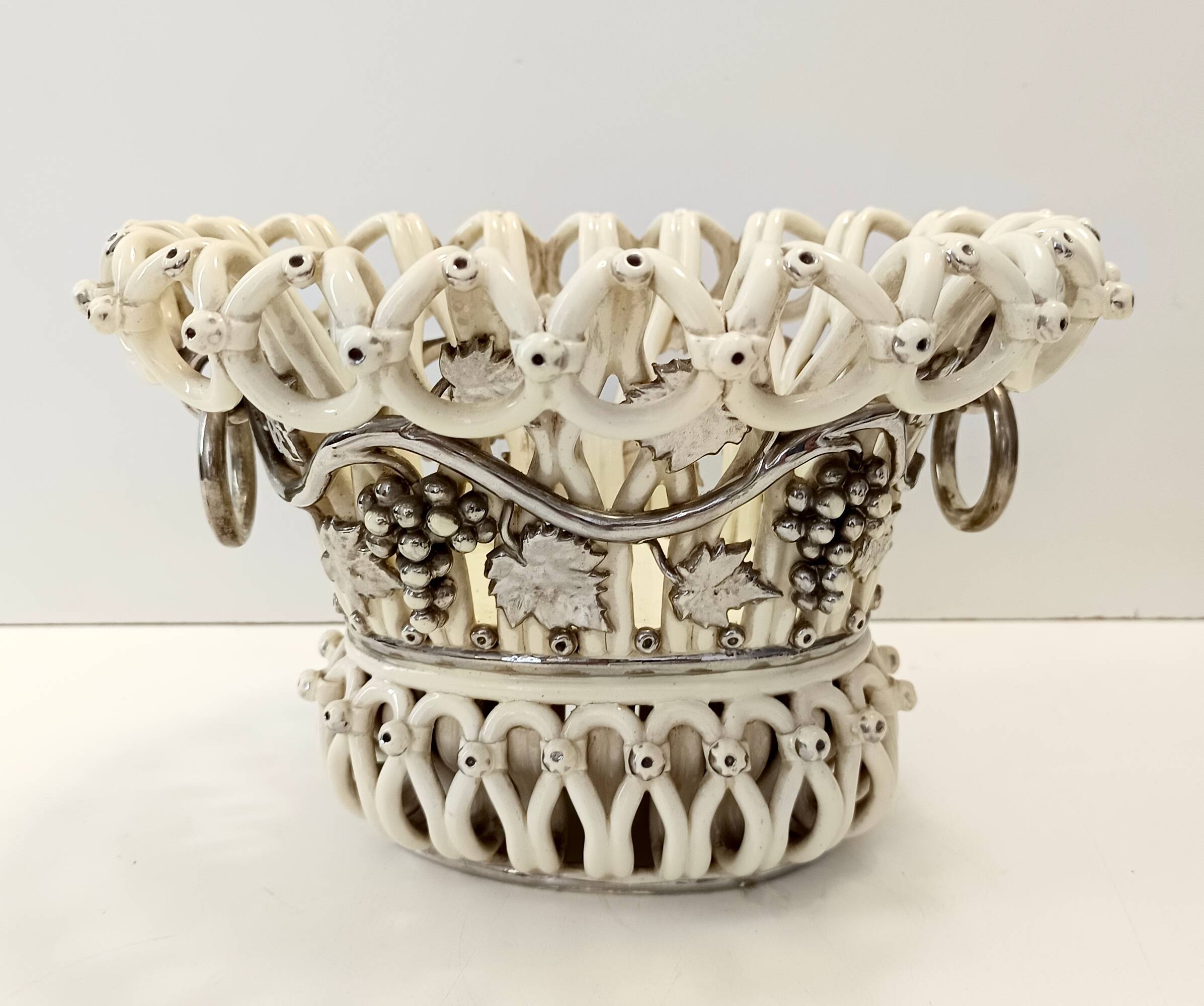 Creamy White Ceramic Fruit Bowl or Centerpiece by Charles de Boissimon