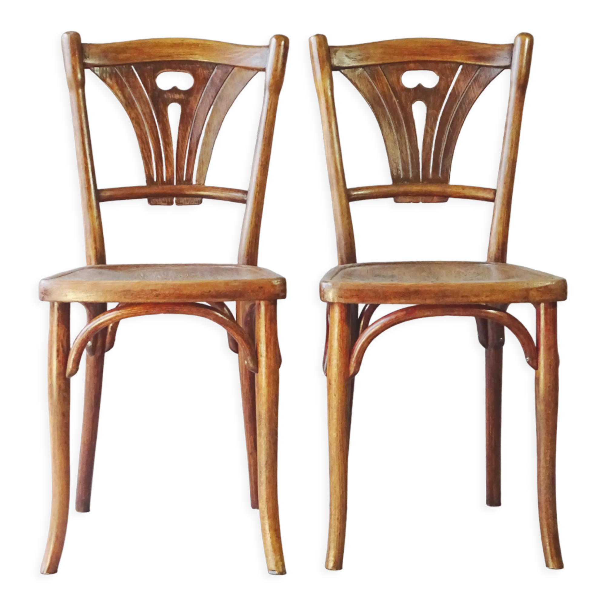 Two chairs Thonet n ° 197/114 of 1910 seat wood bistro