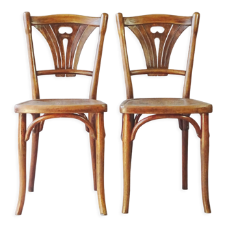 Two chairs Thonet n ° 197/114 of 1910 seat wood bistro