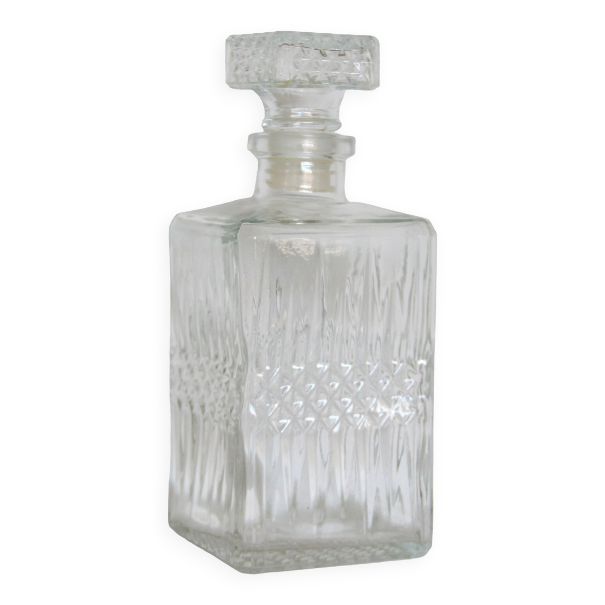Old vintage glass whisky decanter