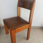 Suite de 6 chaises Luigi Gorgoni – Roche Bobois – Orme massif & Cuir – Vint