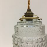 Transparent glass hanging lamp diamond tip pattern