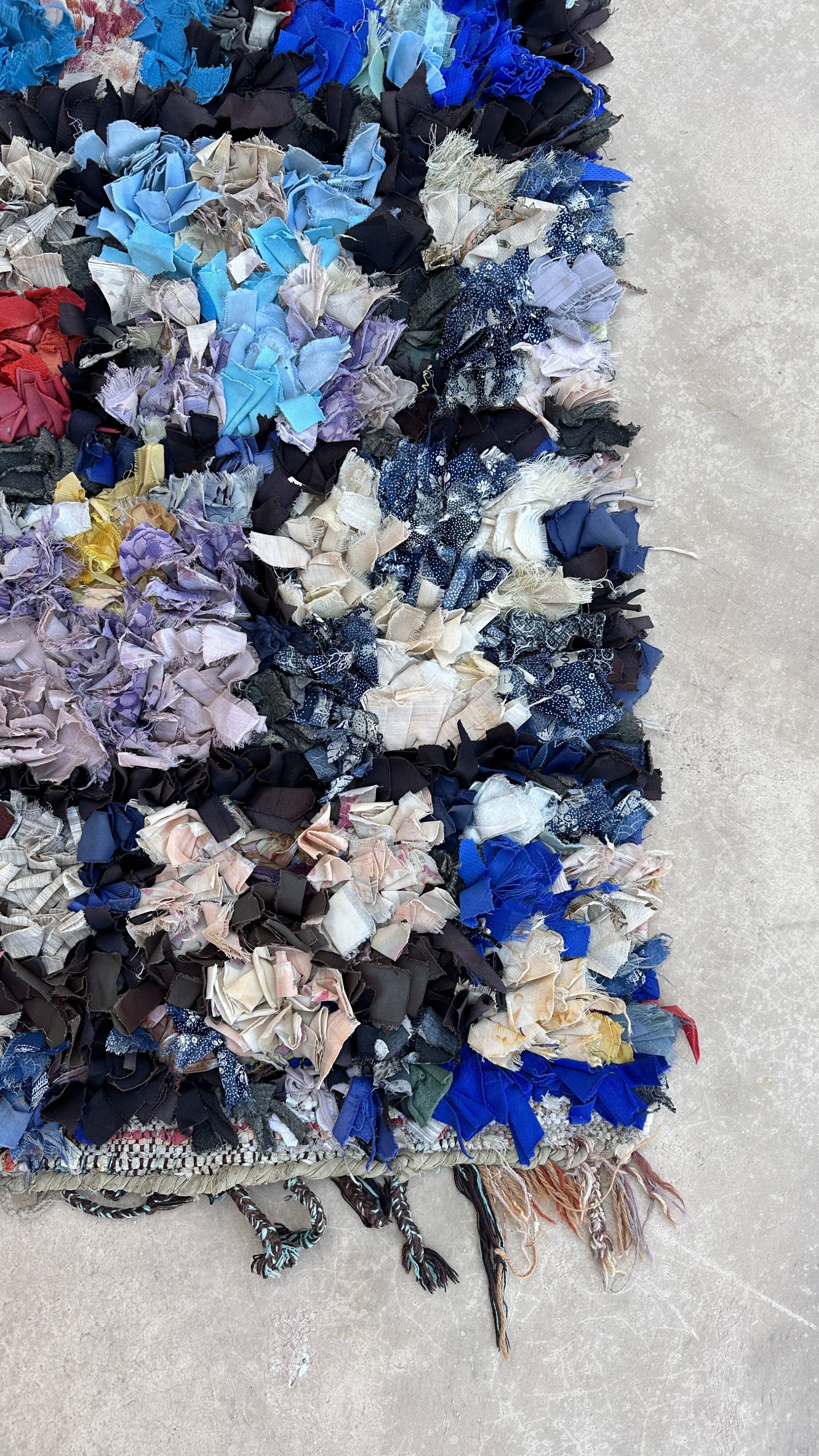 Moroccan carpet Boucherouite colored - 92 x 241 cm