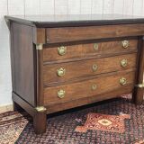 19th century Empire chest of drawers in cherry wood and black marble