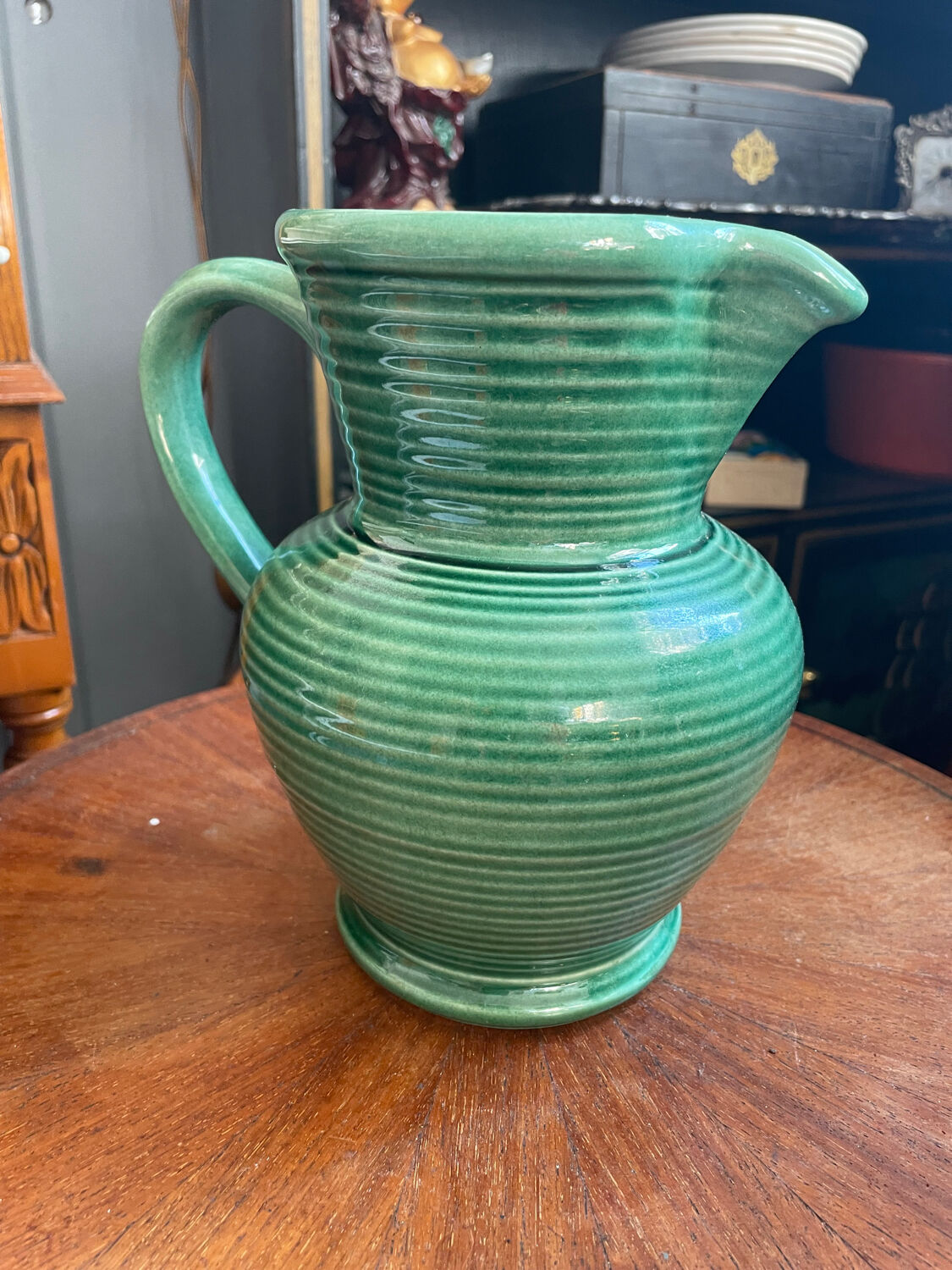 Portugal ceramic green pitcher