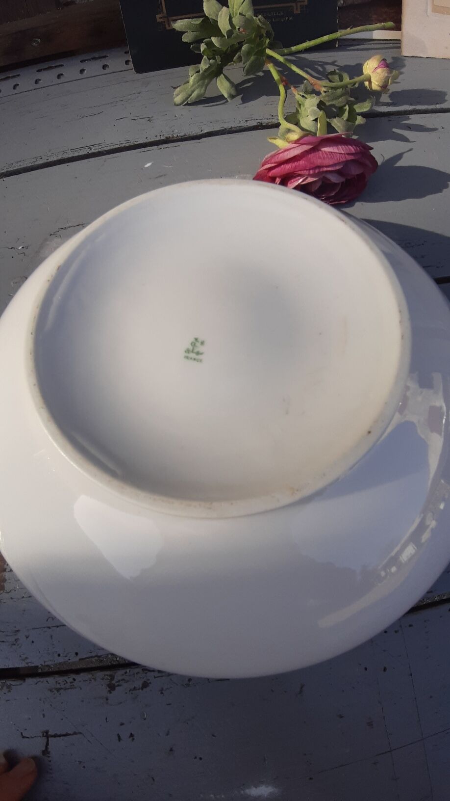 old white and gold LIMOGES porcelain fruit-saladier-plate cup