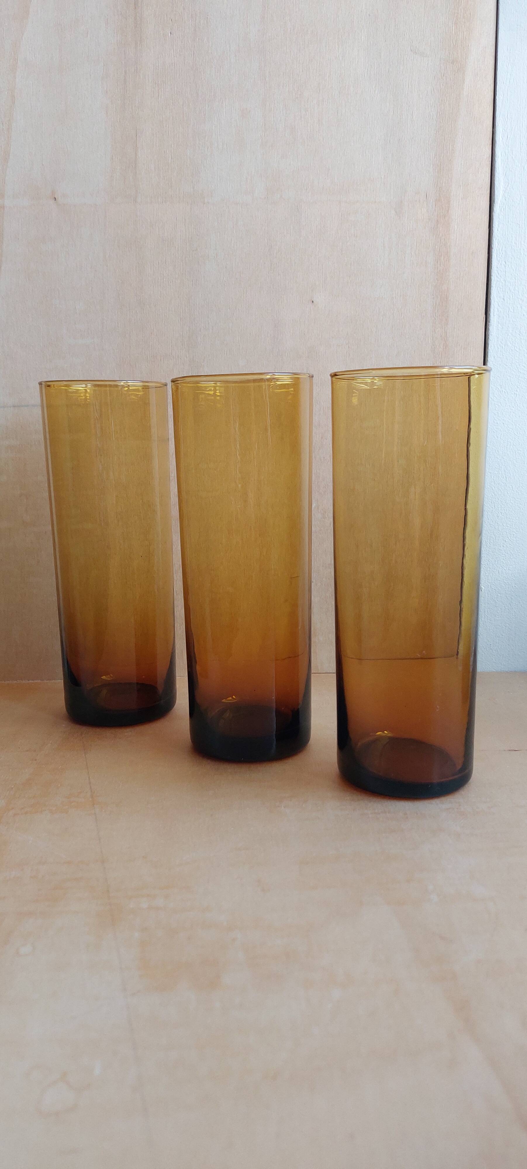 Set of 6 vintage amber glasses