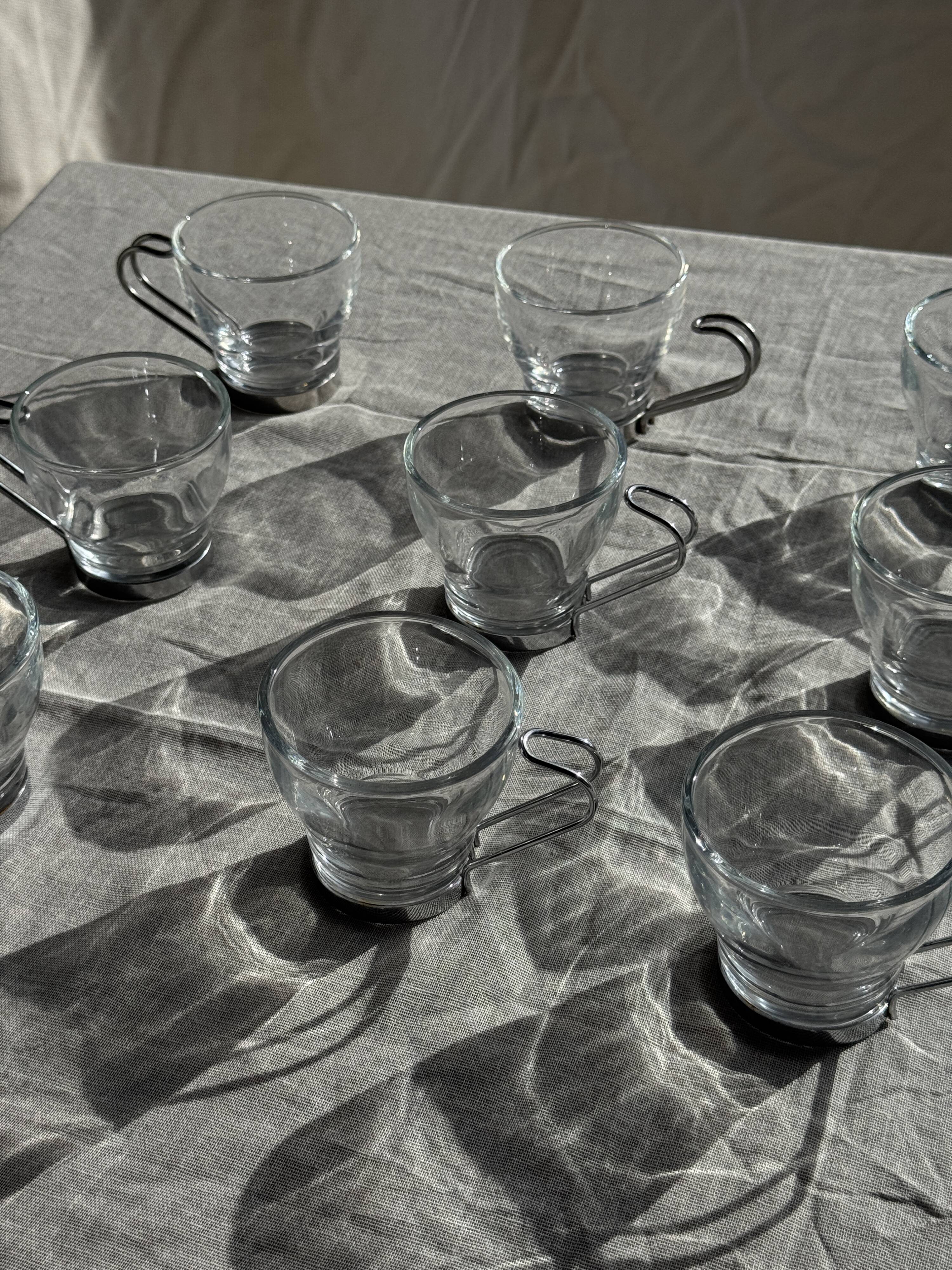 Set of 9 vintage Italian cups with metal handles.