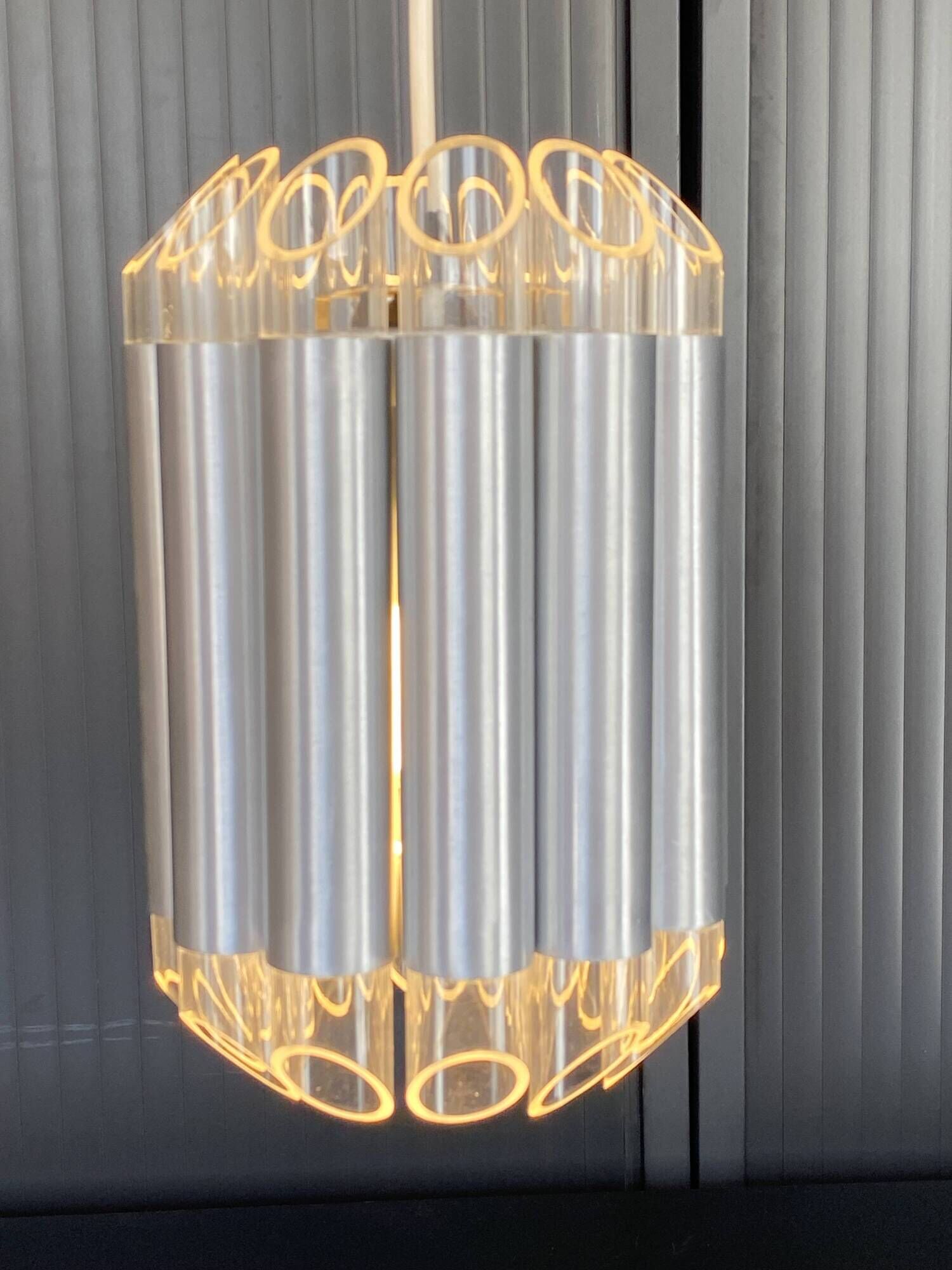 Suspension lamp chandelier ceiling light Aluminium plexi raak septiem B-1205 1960