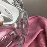 Large French Floral Crystal Glass Shell Bowl by Art Vannes, France, 1970s