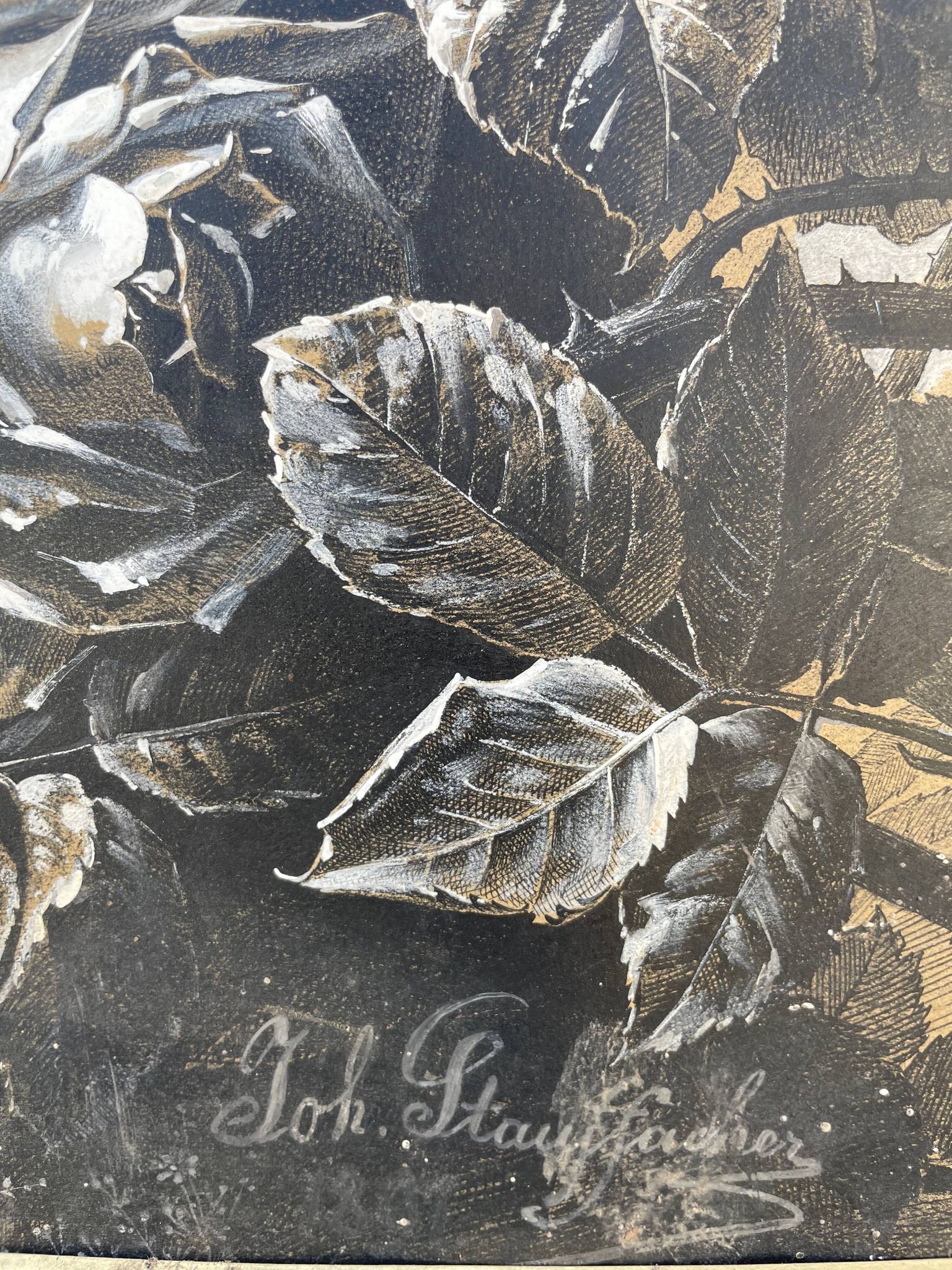 Tableau peinture ancienne roses stauffacher