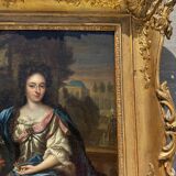 Antique painting, portrait of a gallant woman signed early 18th century