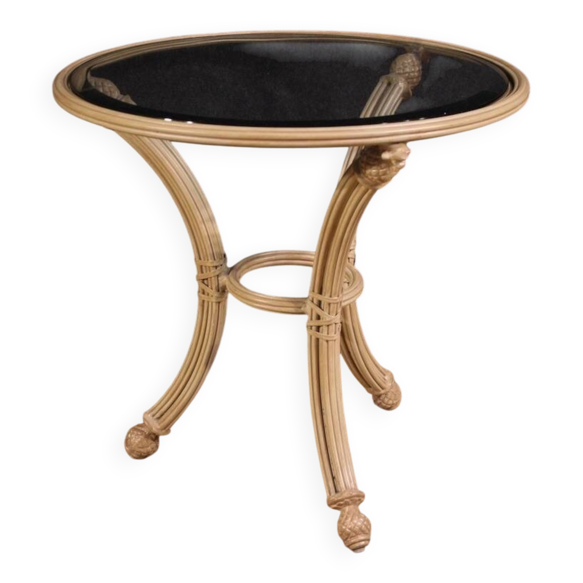 Italian iron side table with glass top