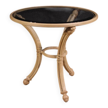 Italian iron side table with glass top
