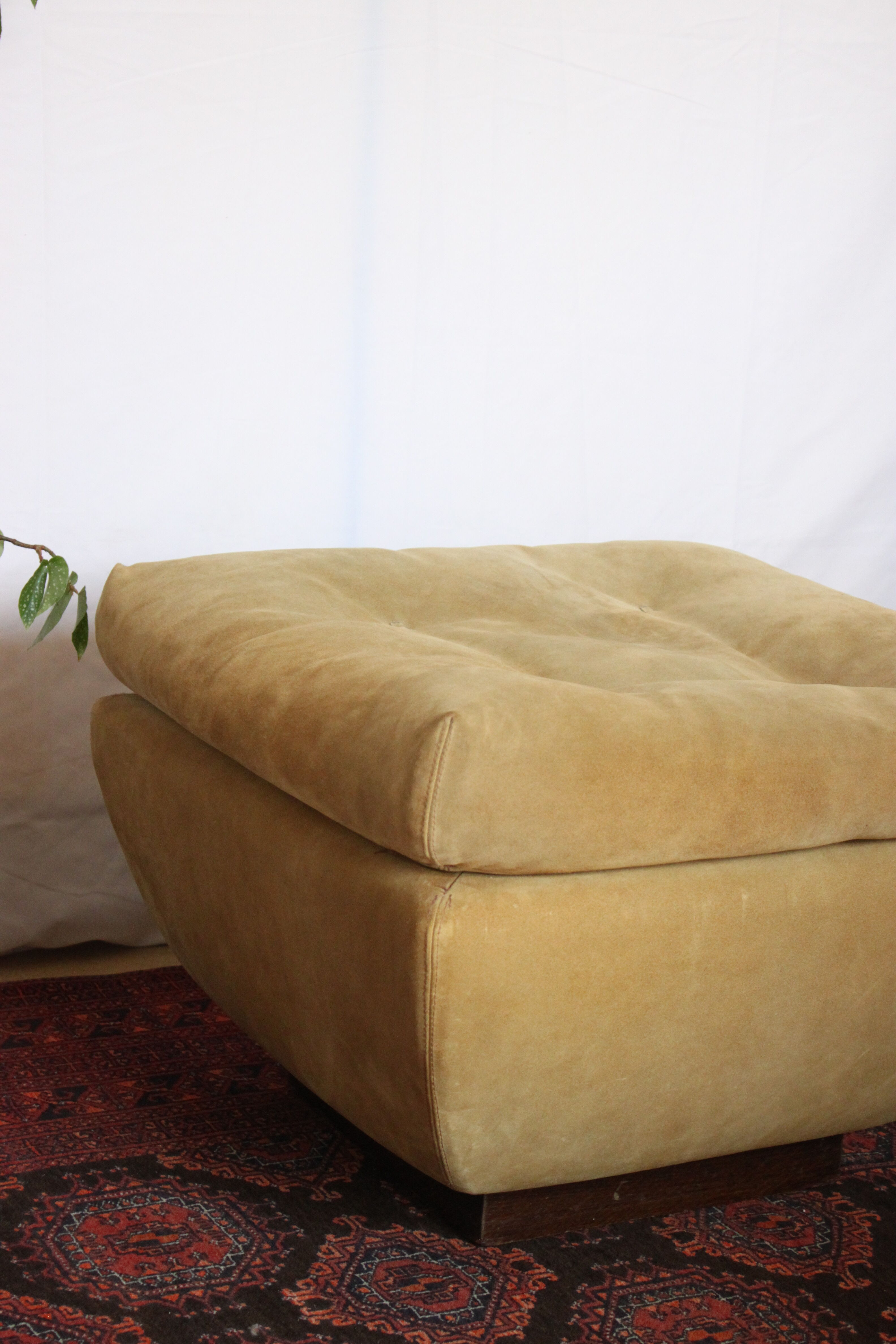 Ottoman, footrest, vintage ottoman 1970 suede Roset Line