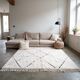 Tapis blanc Beni Ourain en laine 2.5X1.5m motif losange berbère tissé main