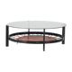1950s dutch design coffee table with leather magazine rack