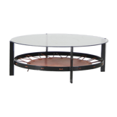 1950s dutch design coffee table with leather magazine rack