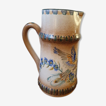 Large ceramic jug, bird decoration, Robert Mahéo
