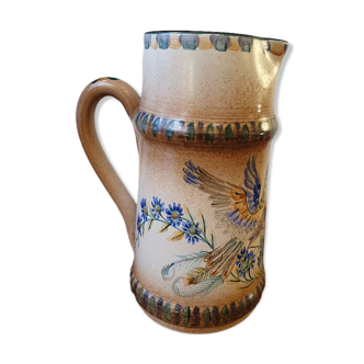 Large ceramic jug, bird decoration, Robert Mahéo