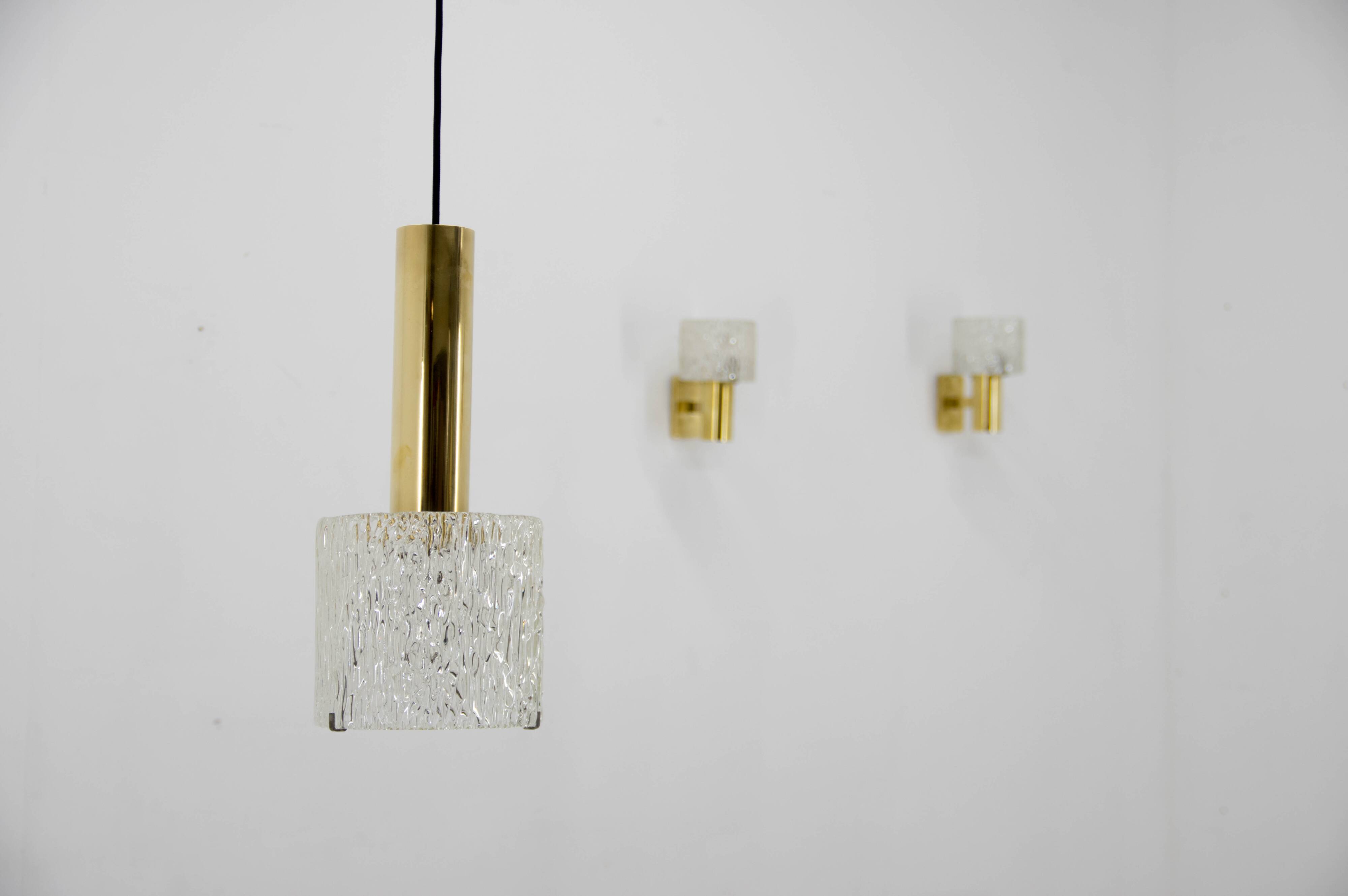 Set of pendant and two wall lights by fagerlund, 1950s