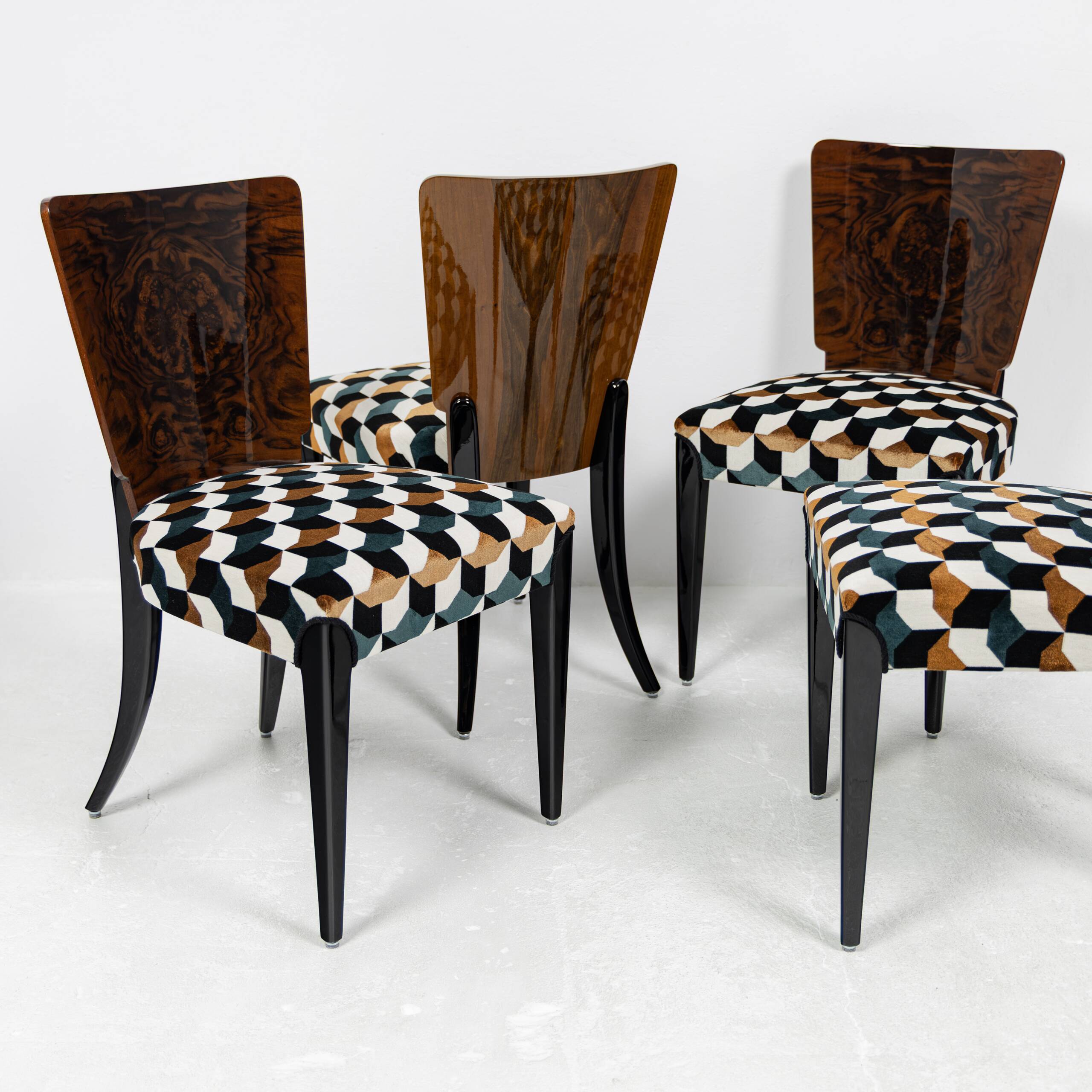 Set of 4 chairs H-214 Jindřich Halabala UP Závody 1950-1959
