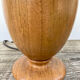 Wooden lamp and vintage red and green striped lampshade