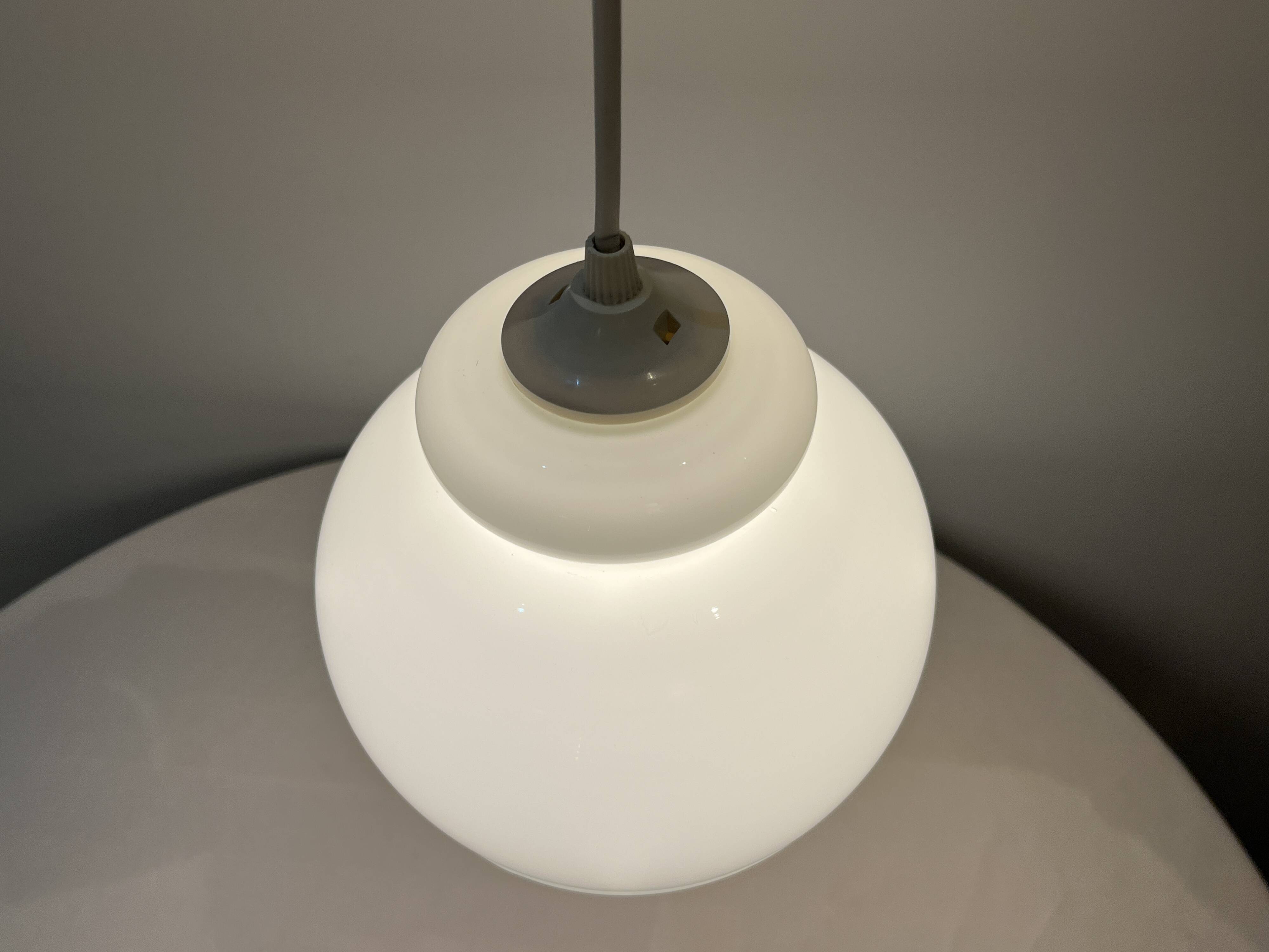 Opaline pendant light in white glass from the 60s and 70s vintage Free form