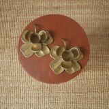 Pair of brass candlesticks clover candelabra candlesticks gold metal bohemian country decoration