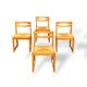 Suite de 4 chaises traîneau en orme et paille Maison Regain