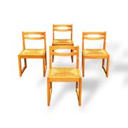 Set of 4 sleigh chairs in elm and straw Maison Regain