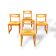 Suite de 4 chaises traîneau en orme et paille Maison Regain