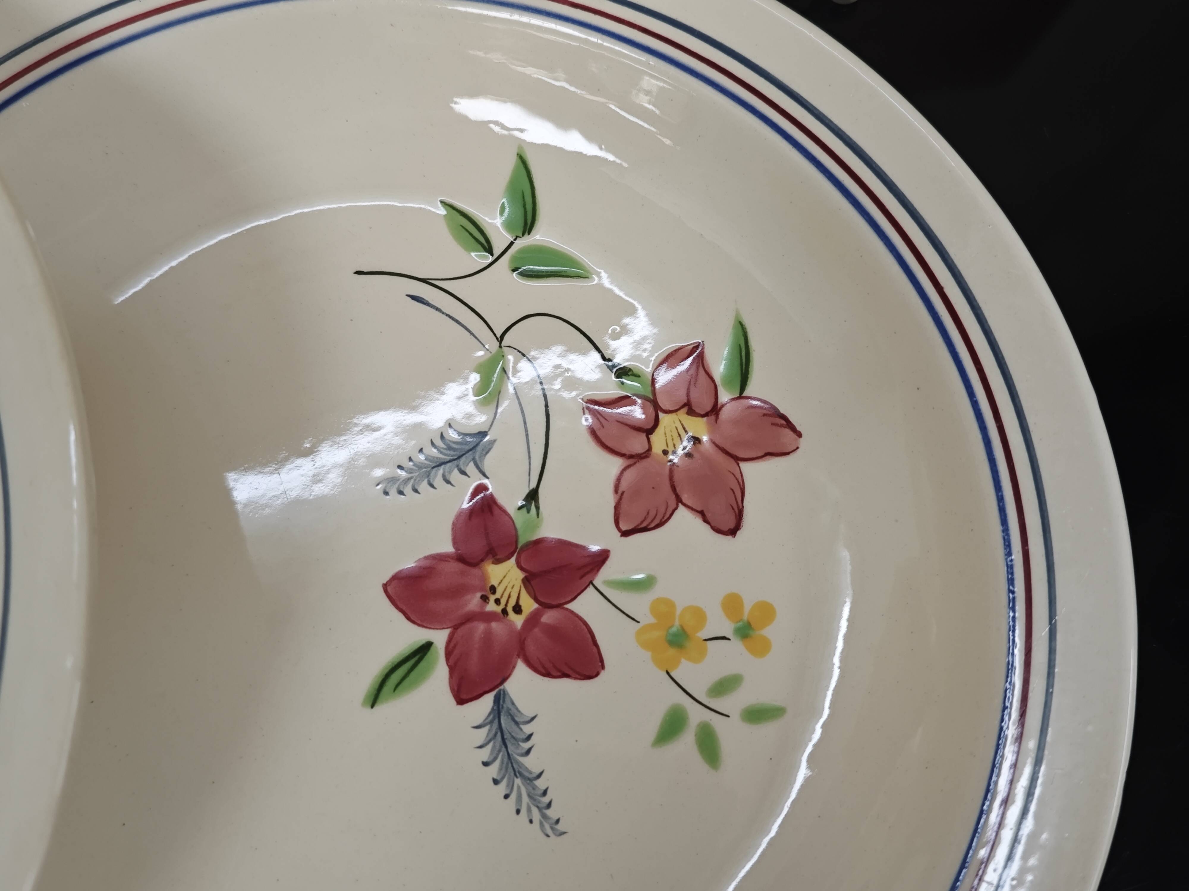 Set of 6 antique shallow bowls from Salin, France "Martine"