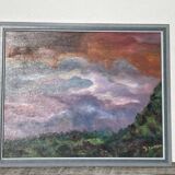 Tableau ancien peinture abstraite paysage