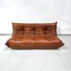 Togo  sofa in cognac leather attributed to  Michel Ducaroy for Ligne Roset.