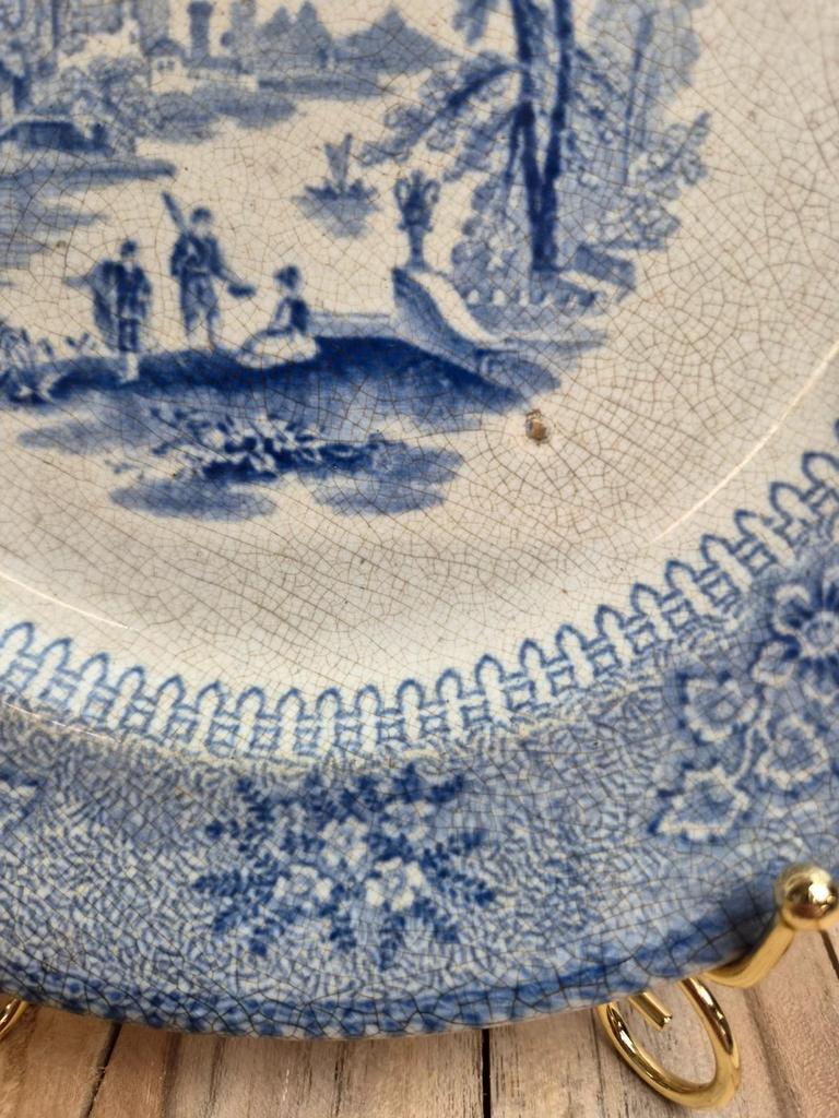 Assiette anglaise ancienne XIXe siècle bleu transferware CEM Clementson Brothers