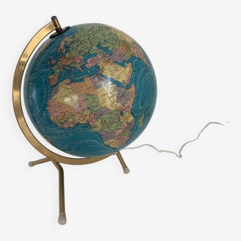 Vintage globe 1978 terrestrial world map Taride tripod - 27 cm
