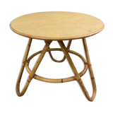 Table basse ronde en rotin ancienne