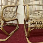 Pair of vintage rattan armchairs, Italy 1950