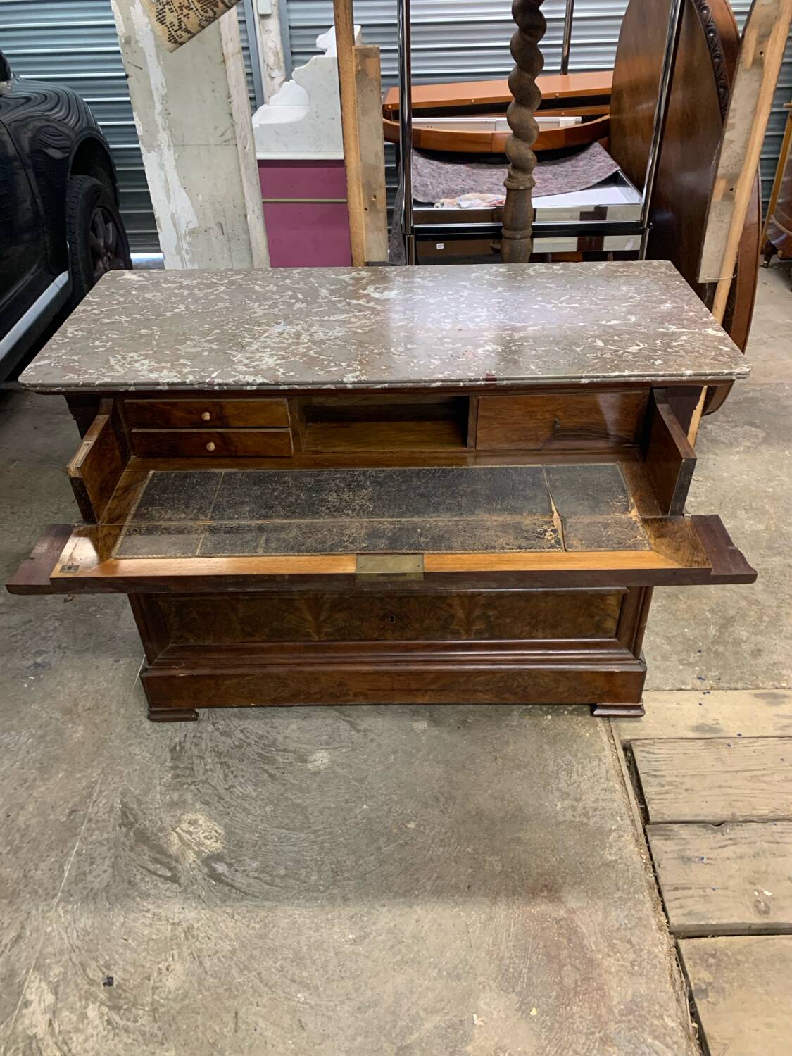 Antique Louis-Philippe chest of drawers, 19th century secretary