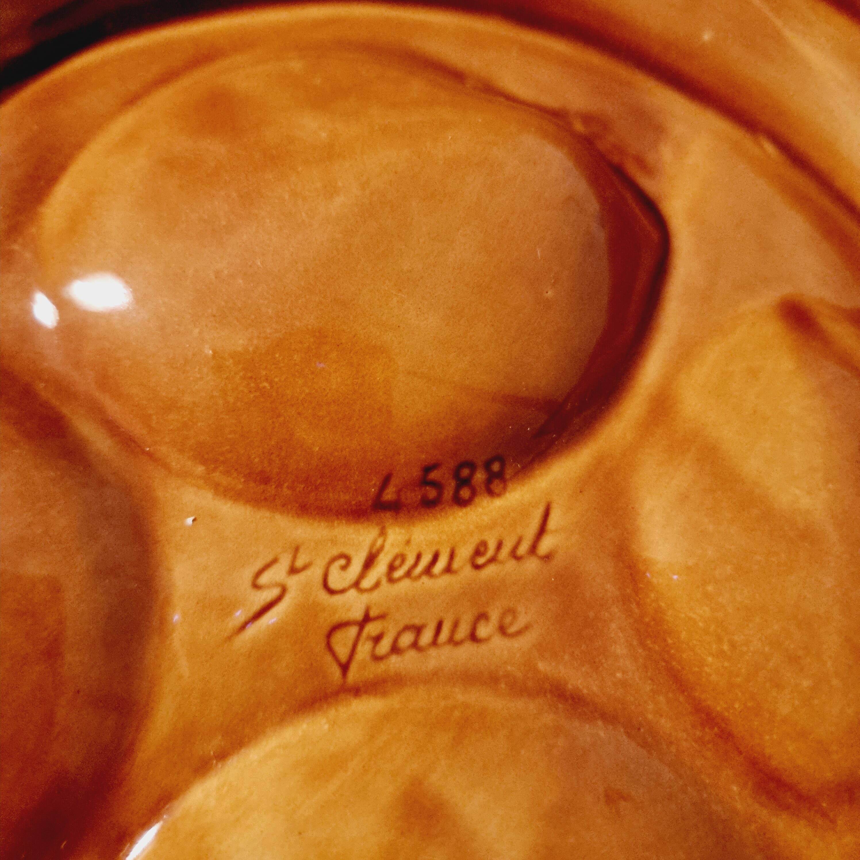 Large Plate for 12 Oysters in French Earthenware from St Clément 1970