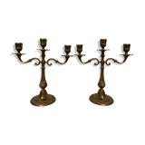 Pair of 3-pointed golden candlesticks