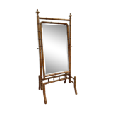 19th century bamboo-style cherry-style psyche mirror 85x193cm