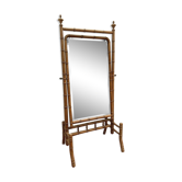 19th century bamboo-style cherry-style psyche mirror 85x193cm