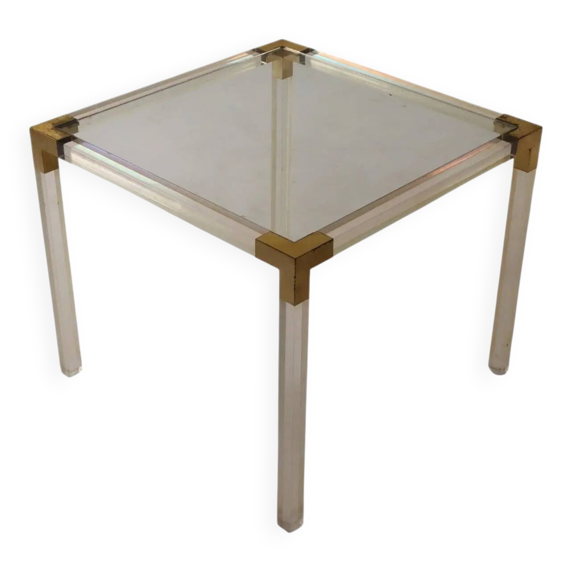 Vintage coffee table from the 1970s in brass and glass, Italy.