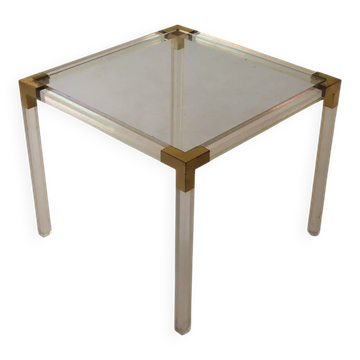 Vintage coffee table from the 1970s in brass and glass, Italy.