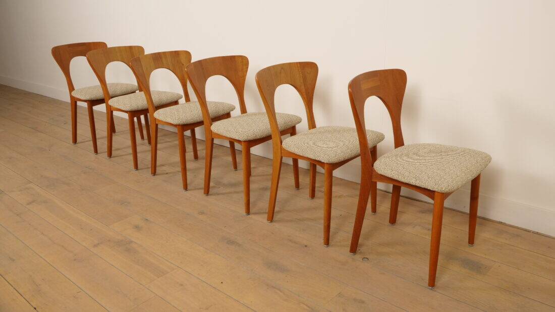 6 chaises de salle à manger | Koefoeds Hornslets | Niels Koefoed | Modèle Peter | Teck