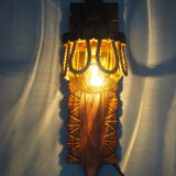 Sconce in wood and yellow glass ball from the 1960/1970