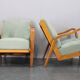 1960s Kozelka and Kropacek Restored Pair of Oak Armchairs, Rare Model